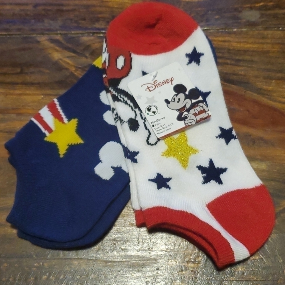 disney No-Show Socks 2 Pairs NWT Sz 4-10